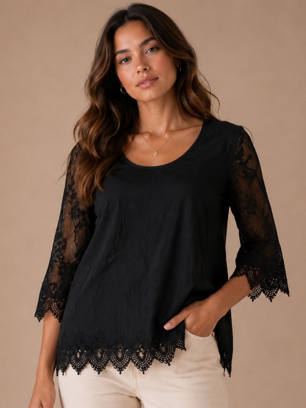 Torrid Black Lace Bell Sleeve Scalloped Hem Romantic Blouse XL